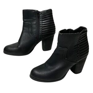 Madden Girl Womens Ankle Boots 6 Faux Leather Paris Black Zip Whimsygoth Retro